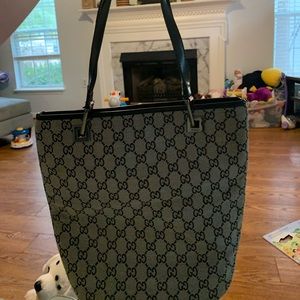 Grey and Black Genuine Gucci Monogram Tote